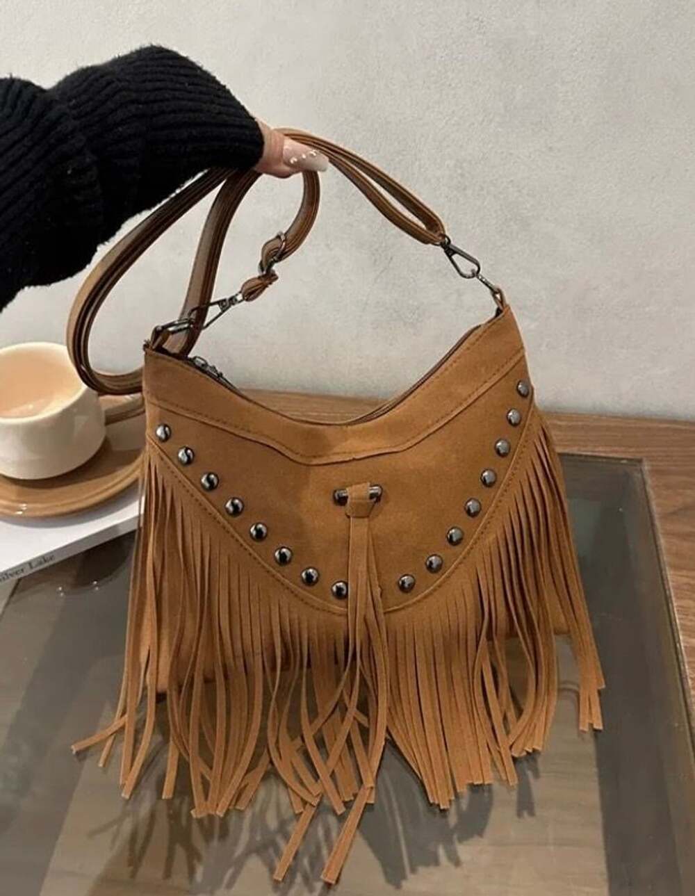 PU Crossbody Bag With Tassels